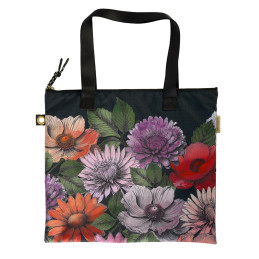 Bolso tote o bolsa de compras Artebene negro multicolor con estampado floral