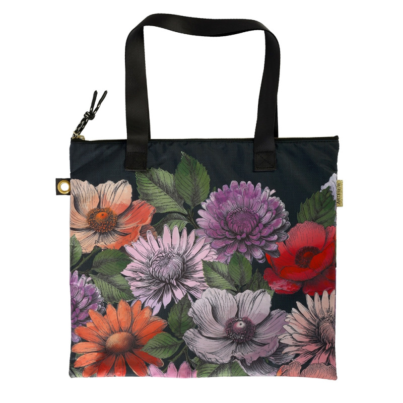 Bolso tote o bolsa de compras Artebene negro multicolor con estampado floral