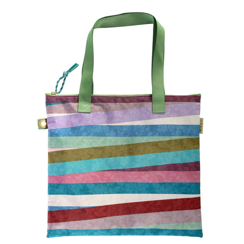 Bolso tote o bolsa de compras Artebene con rayas multicolor