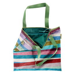 Bolso tote o bolsa de compras Artebene con rayas multicolor abierto