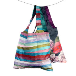 Bolsa reutilizable Artebene con rayas multicolor, que combina suaves tonos pastel