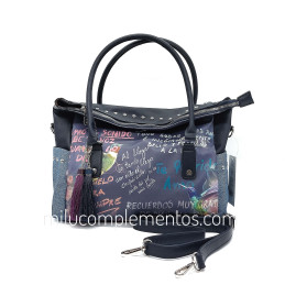 Bolso Frida Kahlo color azul de mujer de la colección Colibrí con correa larga
