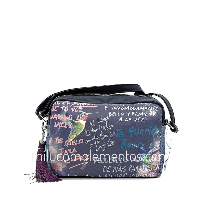 Bolso Frida Kahlo color azul de mujer de la colección Colibrí