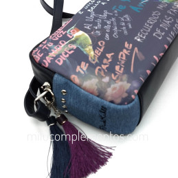 Bolso Frida Kahlo color azul de mujer, detalle
