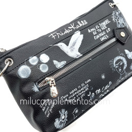 Bolso Frida Kahlo color negro de mujer de la colección Diary, detalle