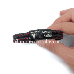Pulsera Athletic Club roja y negra de cuero trenzado nueva colección de hombre