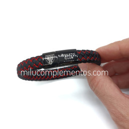 Pulsera Athletic Club roja y negra de cuero trenzado temporada 2025 2026