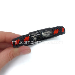Pulsera Athletic Club roja y negra de cuero trenzado de chico 2025 2026
