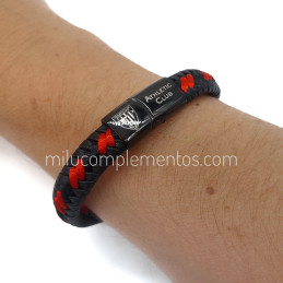 Pulsera Athletic Club roja y negra de cuero trenzado nueva temporada 2025 2026
