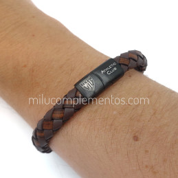 Pulsera Athletic Club marrón de cuero trenzado de hombre