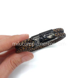 Pulsera Athletic Club marrón de cuero trenzado de hombre nueva temporada 2025 2026