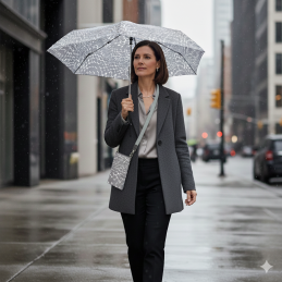 Paraguas plegable Clima gris con funda de bolso de mujer de la colección empedrado, temporada otoño invierno 2025 2026 online