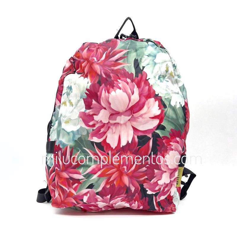 Mochila reutilizable flores multicolor Artebene de mujer reutilizable