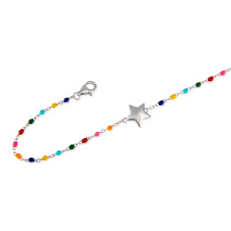 Pulsera multicolor con estrella de plata de ley 925 de chica