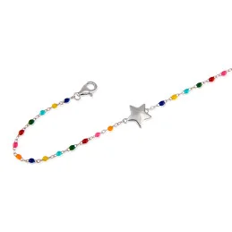 Pulsera multicolor con estrella de plata de ley 925 de chica