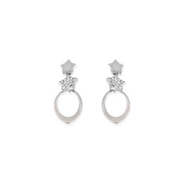 Pendientes de circonitas blancas de plata de ley 925 de mujer