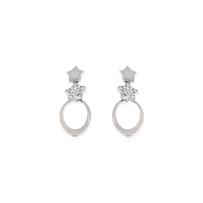Pendientes de circonitas blancas de plata de ley 925 de mujer