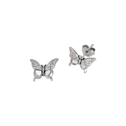 Pendientes mariposa circonitas blancas de plata de ley 925 de señora
