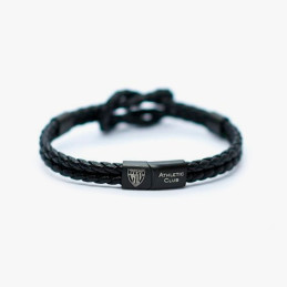 Pulsera Athletic Club negra de cuero trenzado con nudo marinero de hombre