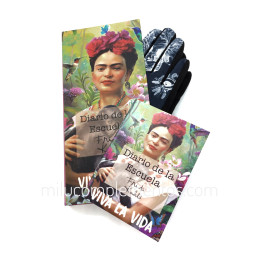Guantes táctiles de mujer color negro y azul Frida Kahlo nueva colección online otoño-invierno 2025 2026 con estuche
