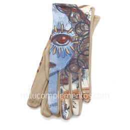 Guantes táctiles de mujer color beige Frida Kahlo nueva temporada online otoño-invierno 2025 2026