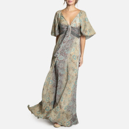 Vestido largo Tantrend color verde LINEA BOHO SOUL