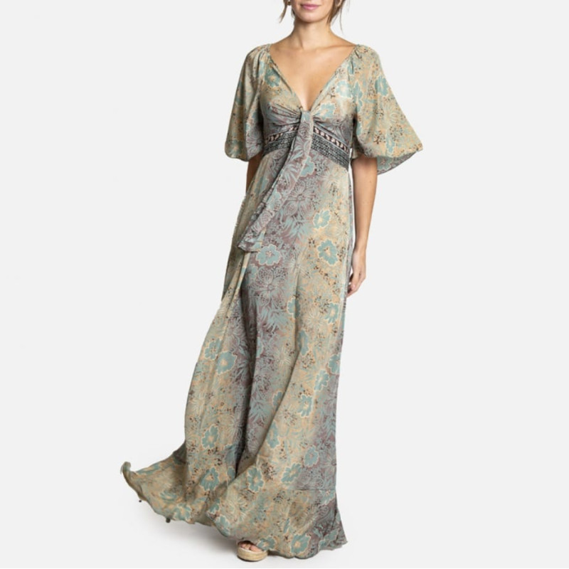 Vestido largo Tantrend color verde LINEA BOHO SOUL