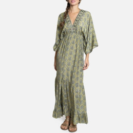 Vestido largo Tantrend color verde LINEA BOHO SOUL