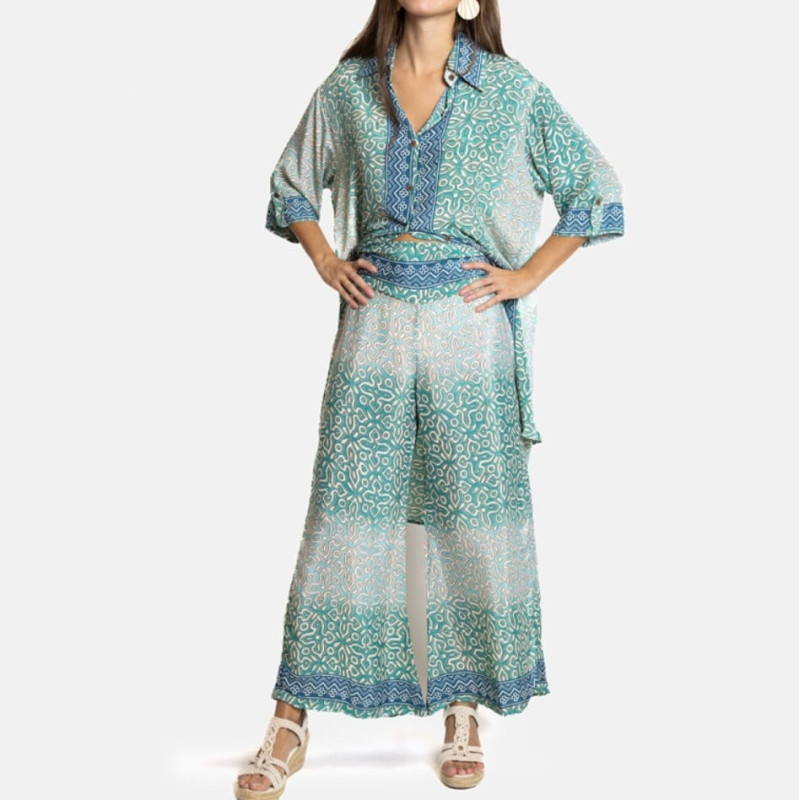 Pantalón ancho Tantrend color azul celeste LINEA BOHO SOUL