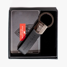 Llavero Athletic Club negro piel escudo de hombre