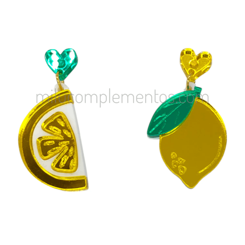 Pendientes de metacrilato LIMONES efecto espejo