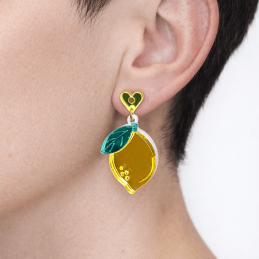 Pendientes de metacrilato LIMONES efecto espejo online