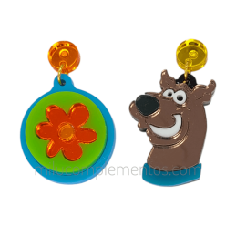 Par de pendientes de metacrilato SCOOBY DOO efecto espejo