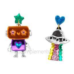 Pendientes de metacrilato OVNI Y ROBOT efecto espejo en tienda online