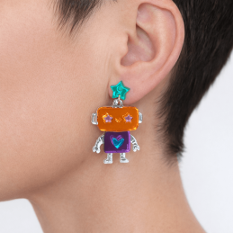 Pendientes de metacrilato ROBOT efecto espejo