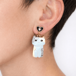 Pendientes de metacrilato GATO PERLA efecto espejo tamaño real