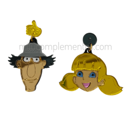 Pendientes de metacrilato INSPECTOR GADGET efecto espejo de mujer en tienda online