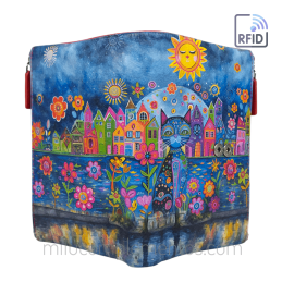 Cartera de piel mediana GATO AZUL FANTASÍA marca Belmonte nueva temporada primavera-verano 2026
