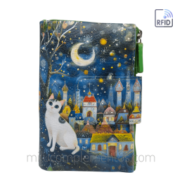 Cartera piel mediana GATO BLANCO Y LUNA marca Belmonte