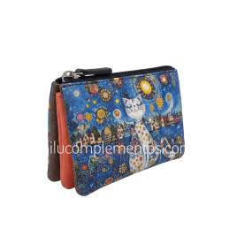 Monedero piel GATO BLANCO MOSAICO marca Belmonte tarjetero