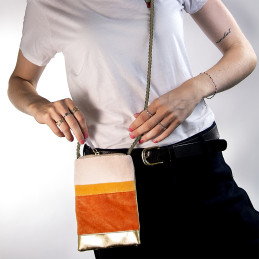 Bolso Móvil Artebene – Terciopelo Naranja/Oro de mujer