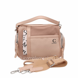 Bolso de Hombro Caramelo – Colección Nora Nude doble correa