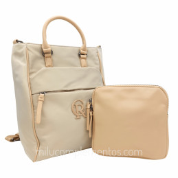 Mochila-bolso Caramelo – Colección Narell Beige con neceser multiusos