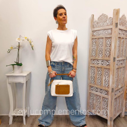 Bolso Lois Jeans marrón-blanco nueva temporada