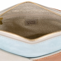Bolso bandolera Lois Jeans beige multicolor con forro y bolsilos