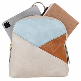 Mochila Lois Jeans beige multicolor gran capacidad
