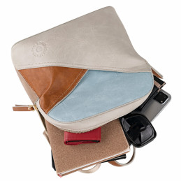 Mochila Lois Jeans beige multicolor gran apertura