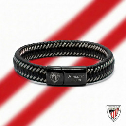 Pulsera Athletic Club negra/plata cuero de hombre