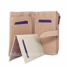 Cartera de piel napa grulla Caramelo beige extraible