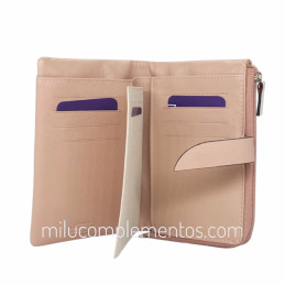 Cartera de piel napa grulla Caramelo beige billetera